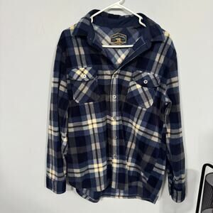 Freedom Foundry Blue & White Fleece Plaid Button Down Shirt Men's Size Large